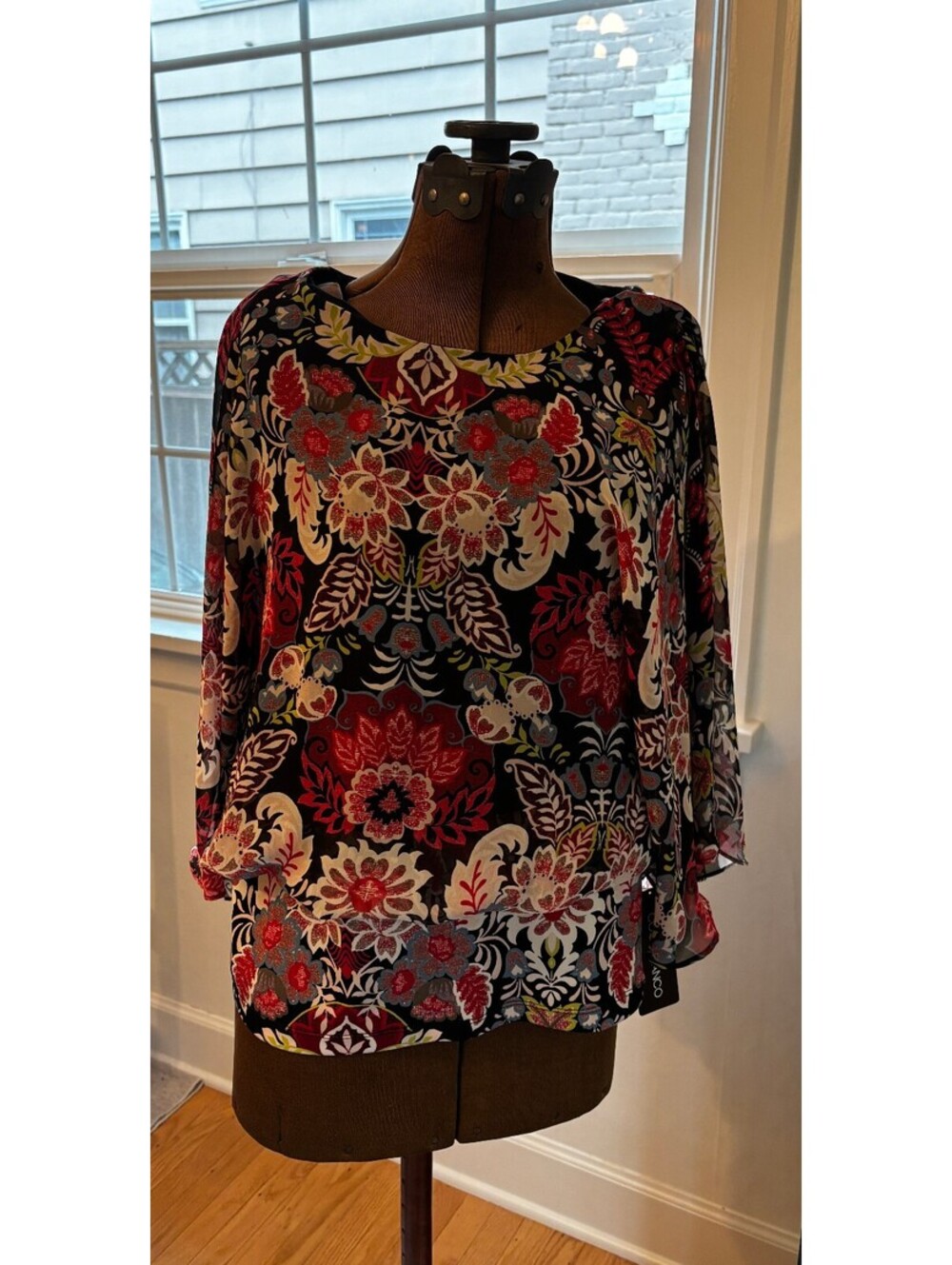 Coco Bianco Medium Floral Print Blouse with Sheer Sleeves (2011)